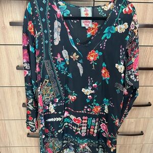 Johnny Was Navy Floral Blouse